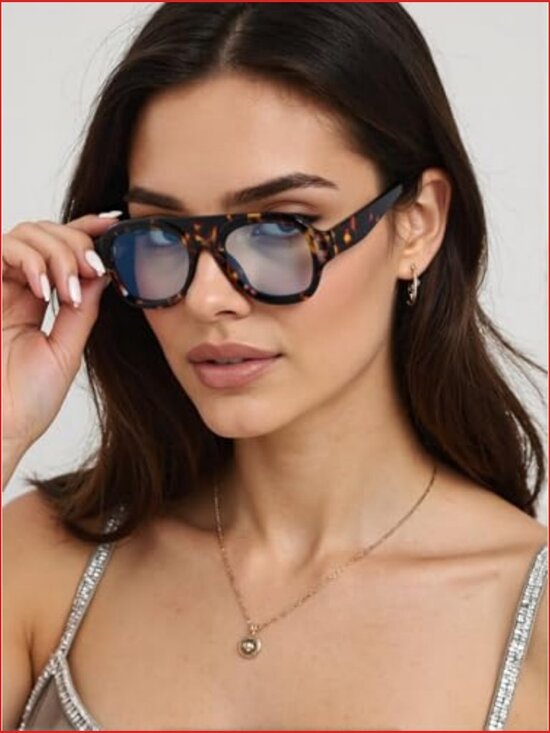 Oversized Square Shield Sunglasses with UV Protection main image 5